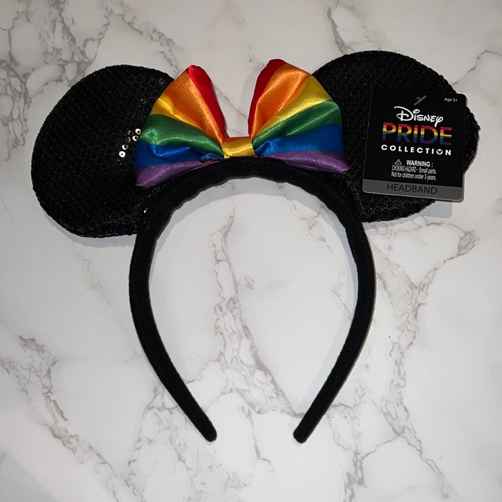 NWT Disney Pride Collection Rainbow Bow Mickey Mouse Sequence Ears Headband